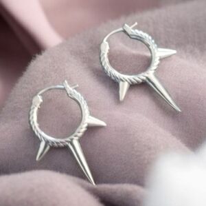 925 Sterling Silver Spiked Hoop Earrings